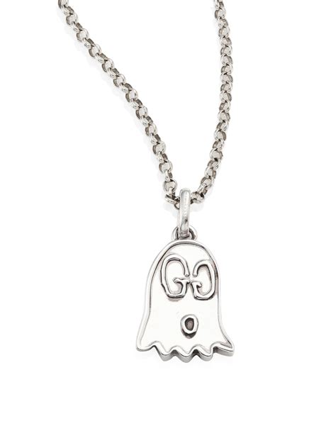 gucci ghost silver skull charm pendant necklace|Gucci ghost background.